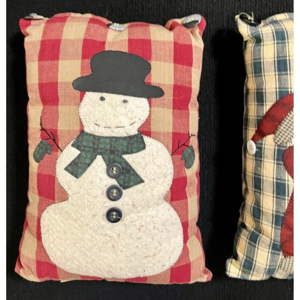 Christmas Plaid Throw Pillows Set 2‎ Snowman Santa Rectangular Country Decor